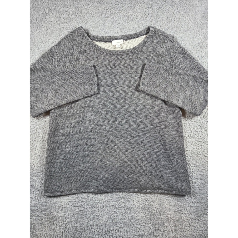 Pure Jill Sweatshirt Small Grey Womens Herringbone Cotton Crew Neck Top